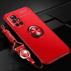 Custodia Silicone Ultra Sottile Morbida Cover con Magnetico Anello Supporto per Huawei Nova 8 5G Rosso