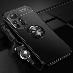 Custodia Silicone Ultra Sottile Morbida Cover con Magnetico Anello Supporto per Huawei Nova 8 Pro 5G Nero