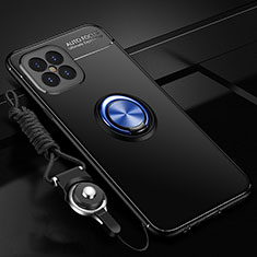 Custodia Silicone Ultra Sottile Morbida Cover con Magnetico Anello Supporto per Huawei Nova 8 SE 5G Blu e Nero