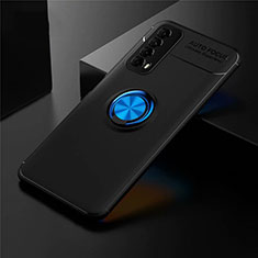 Custodia Silicone Ultra Sottile Morbida Cover con Magnetico Anello Supporto per Huawei P Smart (2021) Blu e Nero