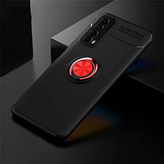 Custodia Silicone Ultra Sottile Morbida Cover con Magnetico Anello Supporto per Huawei P Smart (2021) Rosso e Nero