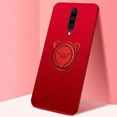 Custodia Silicone Ultra Sottile Morbida Cover con Magnetico Anello Supporto per OnePlus 8 Rosso