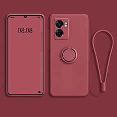 Custodia Silicone Ultra Sottile Morbida Cover con Magnetico Anello Supporto per OnePlus Nord N300 5G Rosso