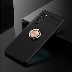 Custodia Silicone Ultra Sottile Morbida Cover con Magnetico Anello Supporto per OnePlus Nord Oro e Nero