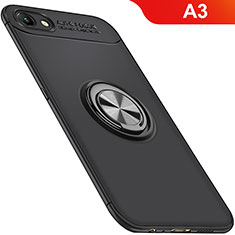 Custodia Silicone Ultra Sottile Morbida Cover con Magnetico Anello Supporto per Oppo A3 Nero