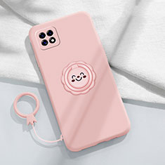 Custodia Silicone Ultra Sottile Morbida Cover con Magnetico Anello Supporto per Oppo A53 5G Rosa