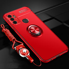 Custodia Silicone Ultra Sottile Morbida Cover con Magnetico Anello Supporto per Oppo A53 Rosso