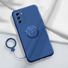 Custodia Silicone Ultra Sottile Morbida Cover con Magnetico Anello Supporto per Oppo A55 5G Blu