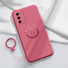 Custodia Silicone Ultra Sottile Morbida Cover con Magnetico Anello Supporto per Oppo A55S 5G Rosso