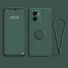 Custodia Silicone Ultra Sottile Morbida Cover con Magnetico Anello Supporto per Oppo A57 5G Verde