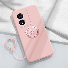 Custodia Silicone Ultra Sottile Morbida Cover con Magnetico Anello Supporto per Oppo A78 5G Rosa