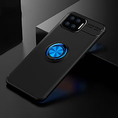 Custodia Silicone Ultra Sottile Morbida Cover con Magnetico Anello Supporto per Oppo F17 Pro Blu e Nero