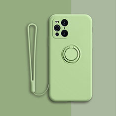 Custodia Silicone Ultra Sottile Morbida Cover con Magnetico Anello Supporto per Oppo Find X3 5G Verde