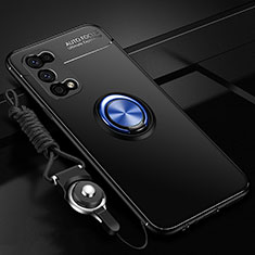 Custodia Silicone Ultra Sottile Morbida Cover con Magnetico Anello Supporto per Oppo K7x 5G Blu e Nero