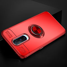 Custodia Silicone Ultra Sottile Morbida Cover con Magnetico Anello Supporto per Oppo R17 Pro Rosso
