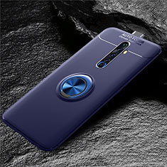 Custodia Silicone Ultra Sottile Morbida Cover con Magnetico Anello Supporto per Oppo Reno2 Z Blu
