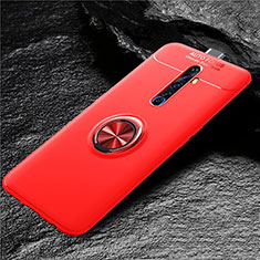 Custodia Silicone Ultra Sottile Morbida Cover con Magnetico Anello Supporto per Oppo Reno2 Z Rosso