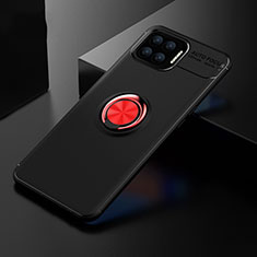 Custodia Silicone Ultra Sottile Morbida Cover con Magnetico Anello Supporto per Oppo Reno4 Lite Rosso e Nero