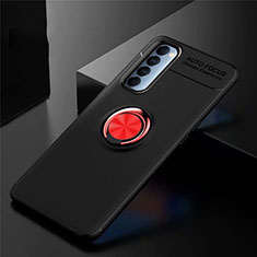 Custodia Silicone Ultra Sottile Morbida Cover con Magnetico Anello Supporto per Oppo Reno4 Pro 4G Rosso e Nero