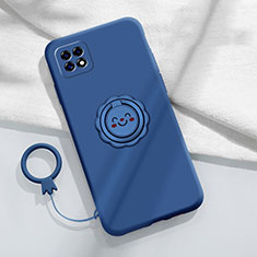 Custodia Silicone Ultra Sottile Morbida Cover con Magnetico Anello Supporto per Oppo Reno4 SE 5G Blu