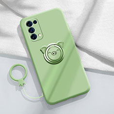 Custodia Silicone Ultra Sottile Morbida Cover con Magnetico Anello Supporto per Oppo Reno5 5G Verde