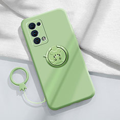 Custodia Silicone Ultra Sottile Morbida Cover con Magnetico Anello Supporto per Oppo Reno6 Pro 5G Verde Pastello