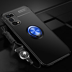 Custodia Silicone Ultra Sottile Morbida Cover con Magnetico Anello Supporto per Realme Narzo 30 Pro 5G Blu e Nero