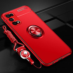 Custodia Silicone Ultra Sottile Morbida Cover con Magnetico Anello Supporto per Realme Narzo 30 Pro 5G Rosso