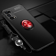 Custodia Silicone Ultra Sottile Morbida Cover con Magnetico Anello Supporto per Realme Narzo 30 Pro 5G Rosso e Nero