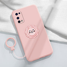 Custodia Silicone Ultra Sottile Morbida Cover con Magnetico Anello Supporto per Realme Q2 Pro 5G Rosa