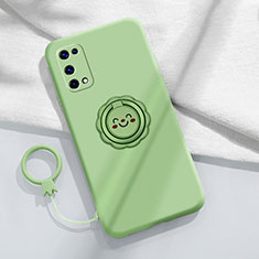 Custodia Silicone Ultra Sottile Morbida Cover con Magnetico Anello Supporto per Realme Q2 Pro 5G Verde Pastello