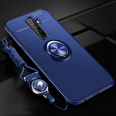Custodia Silicone Ultra Sottile Morbida Cover con Magnetico Anello Supporto per Realme X2 Pro Blu