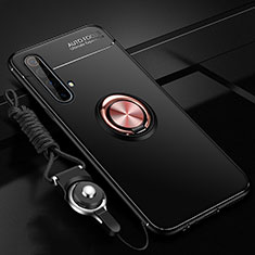 Custodia Silicone Ultra Sottile Morbida Cover con Magnetico Anello Supporto per Realme X50 5G Oro e Nero