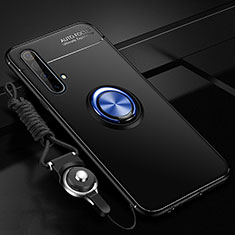Custodia Silicone Ultra Sottile Morbida Cover con Magnetico Anello Supporto per Realme X50m 5G Blu e Nero