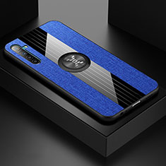 Custodia Silicone Ultra Sottile Morbida Cover con Magnetico Anello Supporto per Realme XT Blu