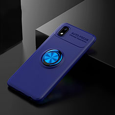 Custodia Silicone Ultra Sottile Morbida Cover con Magnetico Anello Supporto per Samsung Galaxy A01 Core Blu