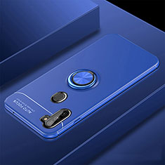Custodia Silicone Ultra Sottile Morbida Cover con Magnetico Anello Supporto per Samsung Galaxy A11 Blu
