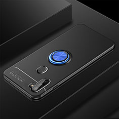 Custodia Silicone Ultra Sottile Morbida Cover con Magnetico Anello Supporto per Samsung Galaxy A11 Blu e Nero
