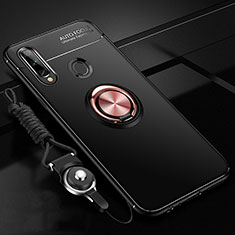 Custodia Silicone Ultra Sottile Morbida Cover con Magnetico Anello Supporto per Samsung Galaxy A20s Oro e Nero