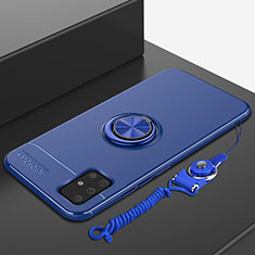 Custodia Silicone Ultra Sottile Morbida Cover con Magnetico Anello Supporto per Samsung Galaxy A71 4G A715 Blu