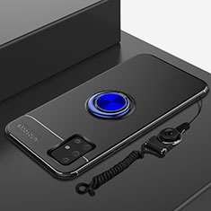 Custodia Silicone Ultra Sottile Morbida Cover con Magnetico Anello Supporto per Samsung Galaxy A71 4G A715 Blu e Nero
