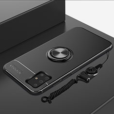 Custodia Silicone Ultra Sottile Morbida Cover con Magnetico Anello Supporto per Samsung Galaxy A71 4G A715 Nero