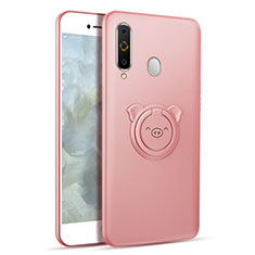 Custodia Silicone Ultra Sottile Morbida Cover con Magnetico Anello Supporto per Samsung Galaxy A8s SM-G8870 Oro Rosa