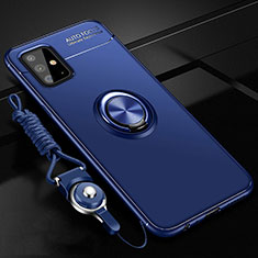 Custodia Silicone Ultra Sottile Morbida Cover con Magnetico Anello Supporto per Samsung Galaxy M40S Blu
