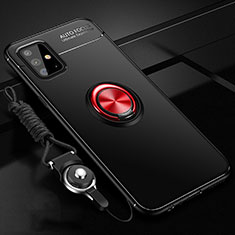 Custodia Silicone Ultra Sottile Morbida Cover con Magnetico Anello Supporto per Samsung Galaxy M40S Rosso e Nero
