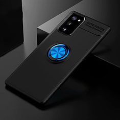 Custodia Silicone Ultra Sottile Morbida Cover con Magnetico Anello Supporto per Samsung Galaxy S20 FE 2022 5G Blu e Nero
