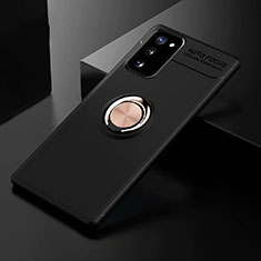 Custodia Silicone Ultra Sottile Morbida Cover con Magnetico Anello Supporto per Samsung Galaxy S20 FE 2022 5G Oro e Nero