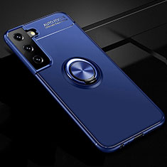 Custodia Silicone Ultra Sottile Morbida Cover con Magnetico Anello Supporto per Samsung Galaxy S21 5G Blu