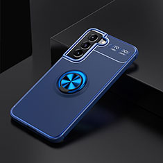 Custodia Silicone Ultra Sottile Morbida Cover con Magnetico Anello Supporto per Samsung Galaxy S22 5G Blu