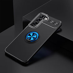 Custodia Silicone Ultra Sottile Morbida Cover con Magnetico Anello Supporto per Samsung Galaxy S22 Plus 5G Blu e Nero